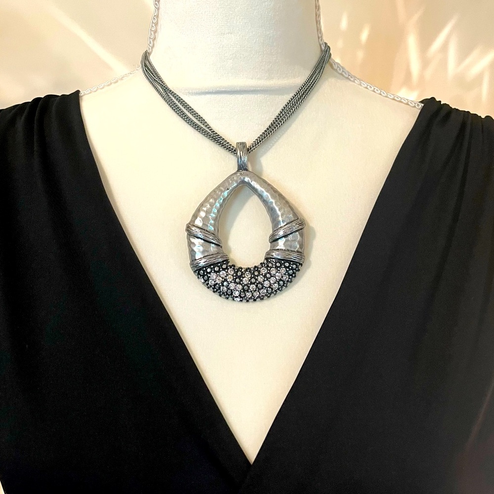 Hammered Metal/Silver/Black Choker
